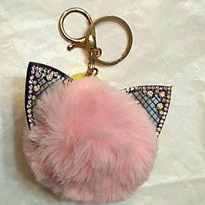 Pink Bling Kitty fur Keychain/Purse Charm